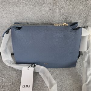 Furla Elegant Blue Crossbody Bag Goldtone Hardware New With Tags
